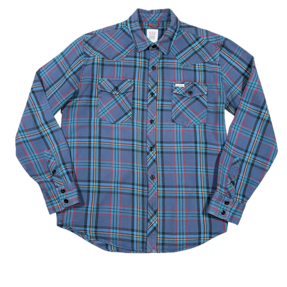 Topo Designs Flannel Shirt Mens XL Plaid Western Yoke Organic Cotton Long Sleeve